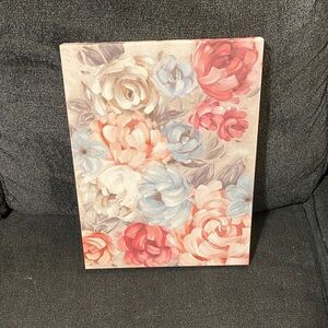 Floral Canvas Wall Art - Red, Pink, Cream, and Gray